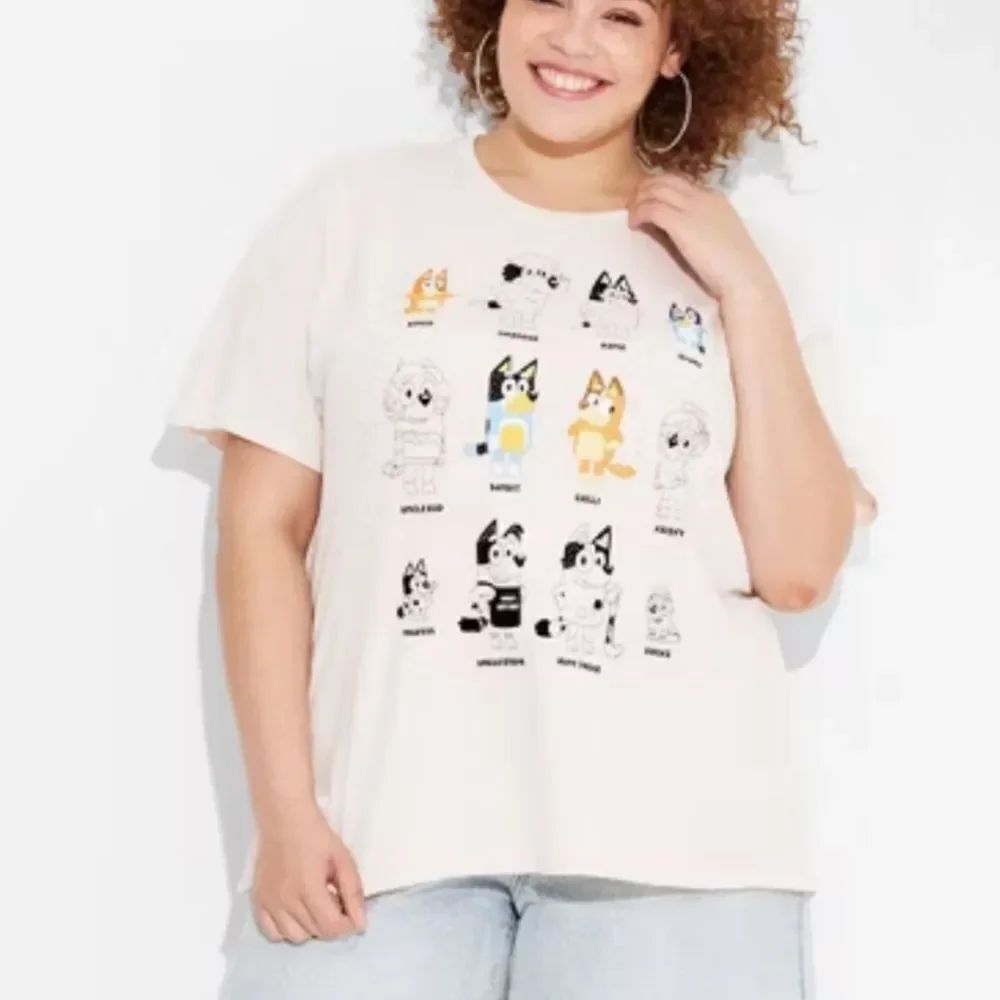 Bluey M XXL graphic tee short sleeve tan cotton